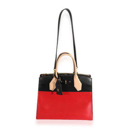 Louis Vuitton  Rouge & Black Calfskin City Steamer MM