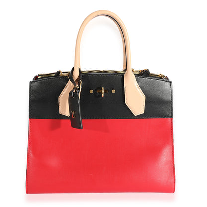 Louis Vuitton  Rouge & Black Calfskin City Steamer MM