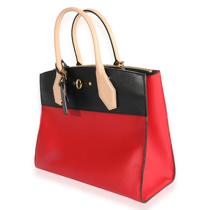 Louis Vuitton  Rouge & Black Calfskin City Steamer MM