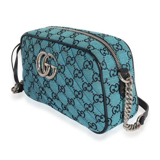 Gucci Blue GG Matelassé Denim Small Marmont Shoulder Bag