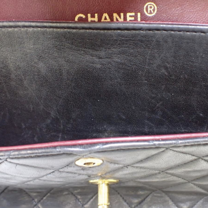 Chanel Black Leather Double flap shoulder Bag