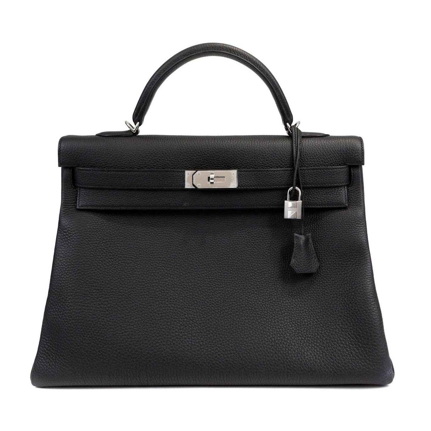 Hermes 40cm Black Togo Kelly w/ Palladium Hardware