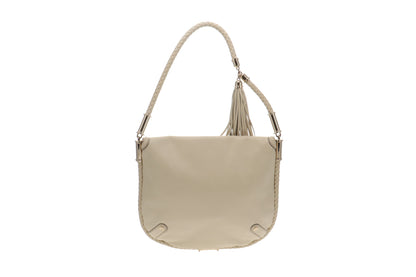 Gucci Cream Leather Britt Tassel Flap Shoulder Bag