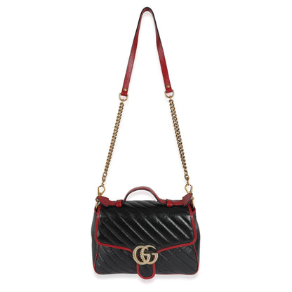 Gucci Black Quilted Leather GG Marmont Small Torchon Top Handle