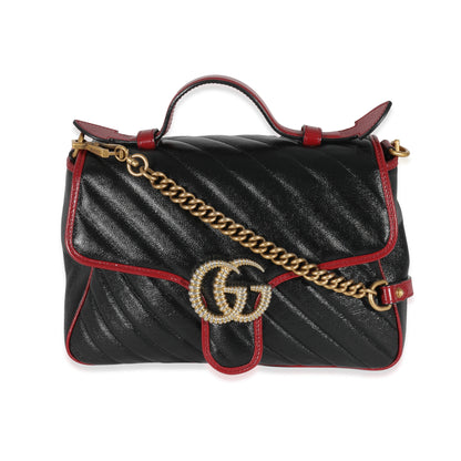 Gucci Black Quilted Leather GG Marmont Small Torchon Top Handle