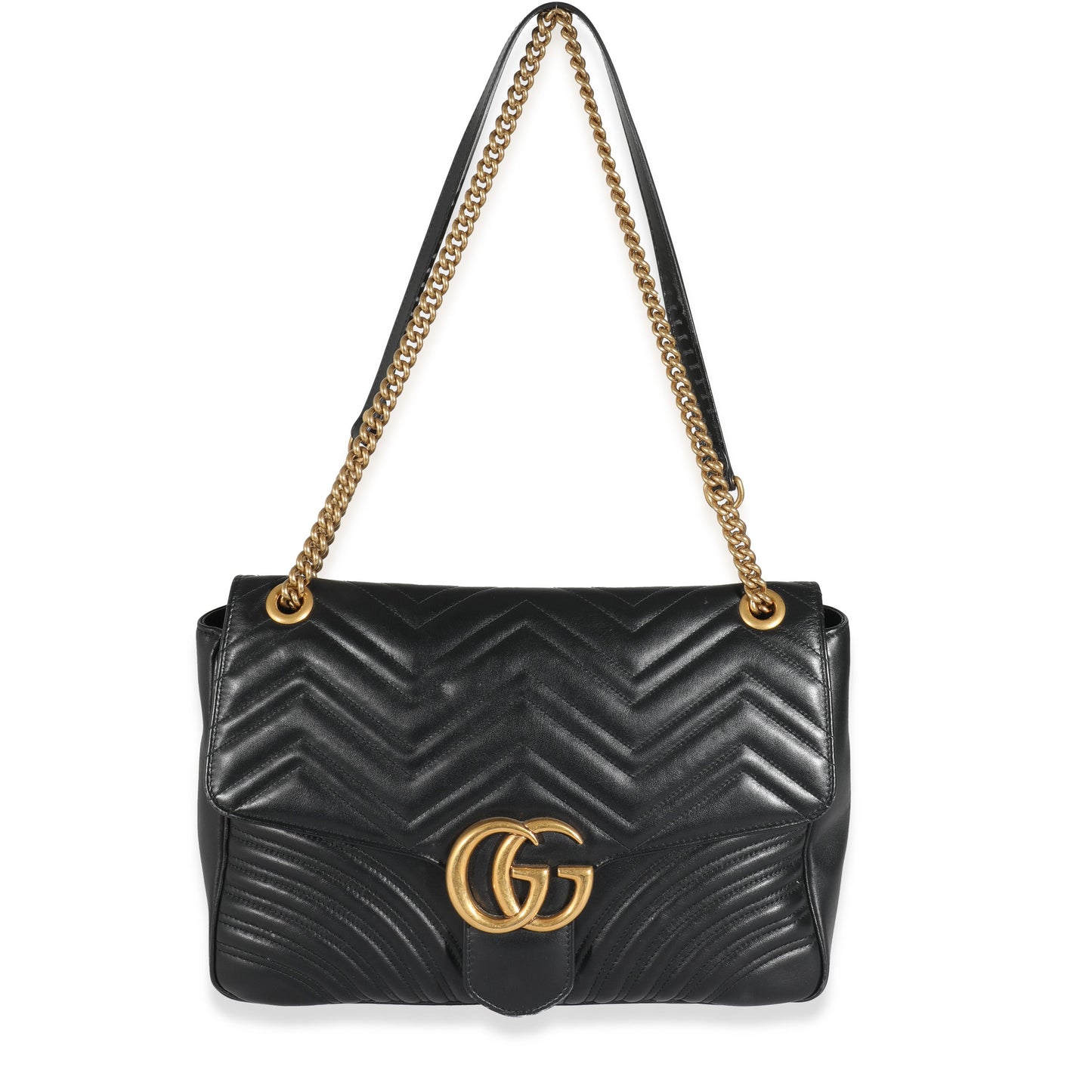 Gucci Black Matelassé Large GG Marmont Shoulder Bag