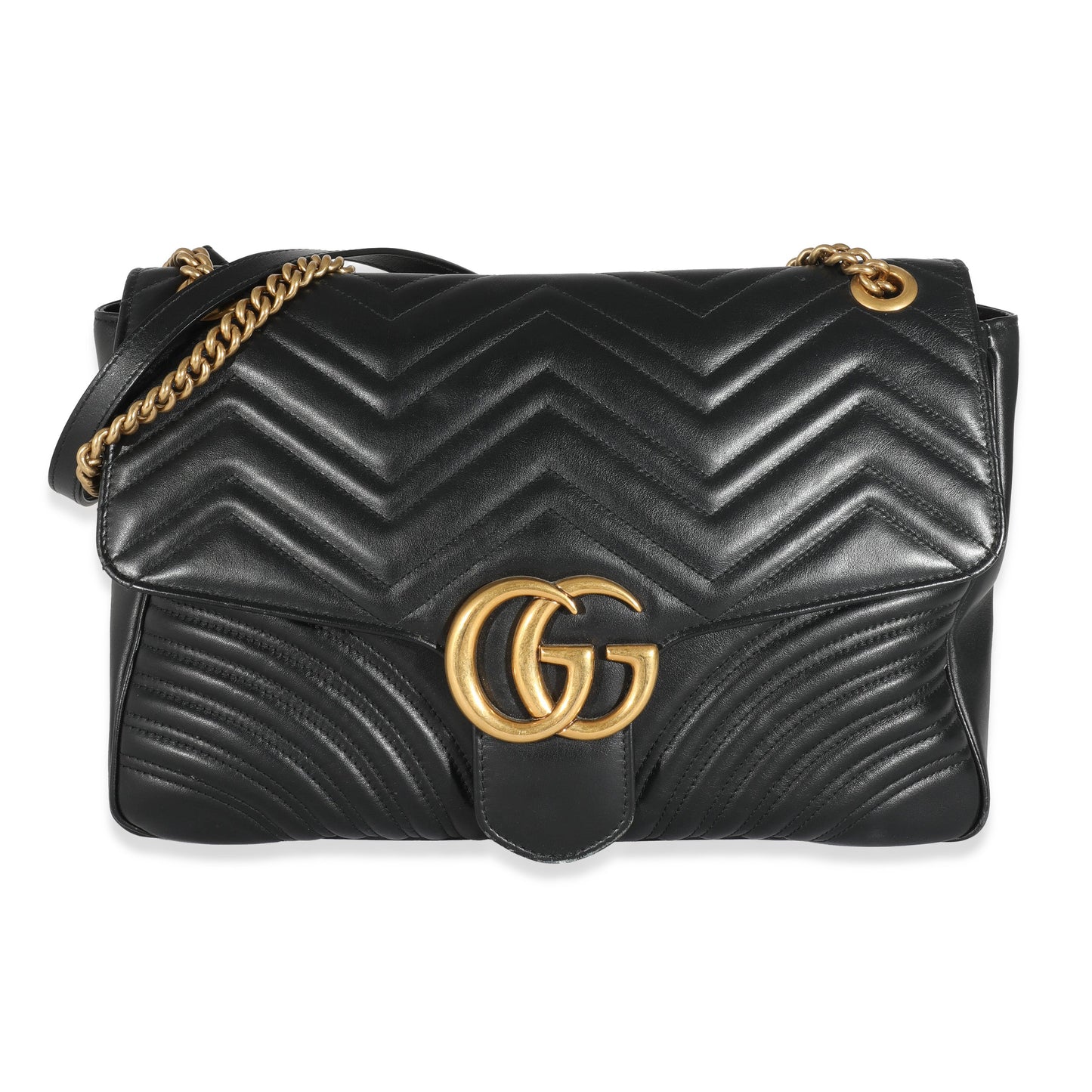 Gucci Black Matelassé Large GG Marmont Shoulder Bag