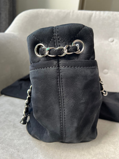 Chanel Natural Beauty Tote in Black Suede Nubuck Caviar with Silver Hardware