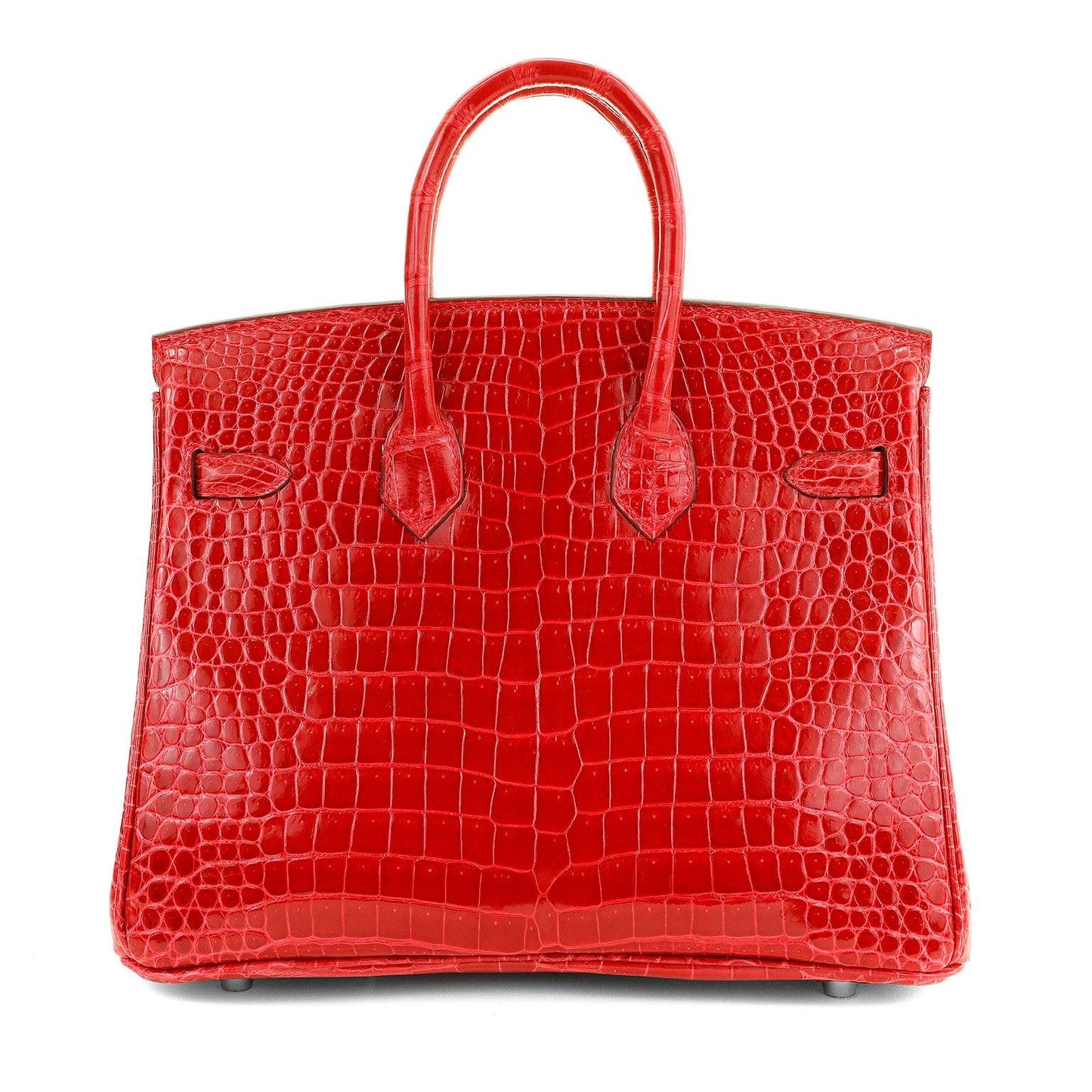 Hermes 25cm Braise Red Crocodile Birkin w/ Diamond White Gold Hardware