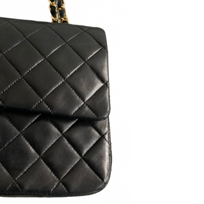 Chanel Black Leather Double flap shoulder Bag