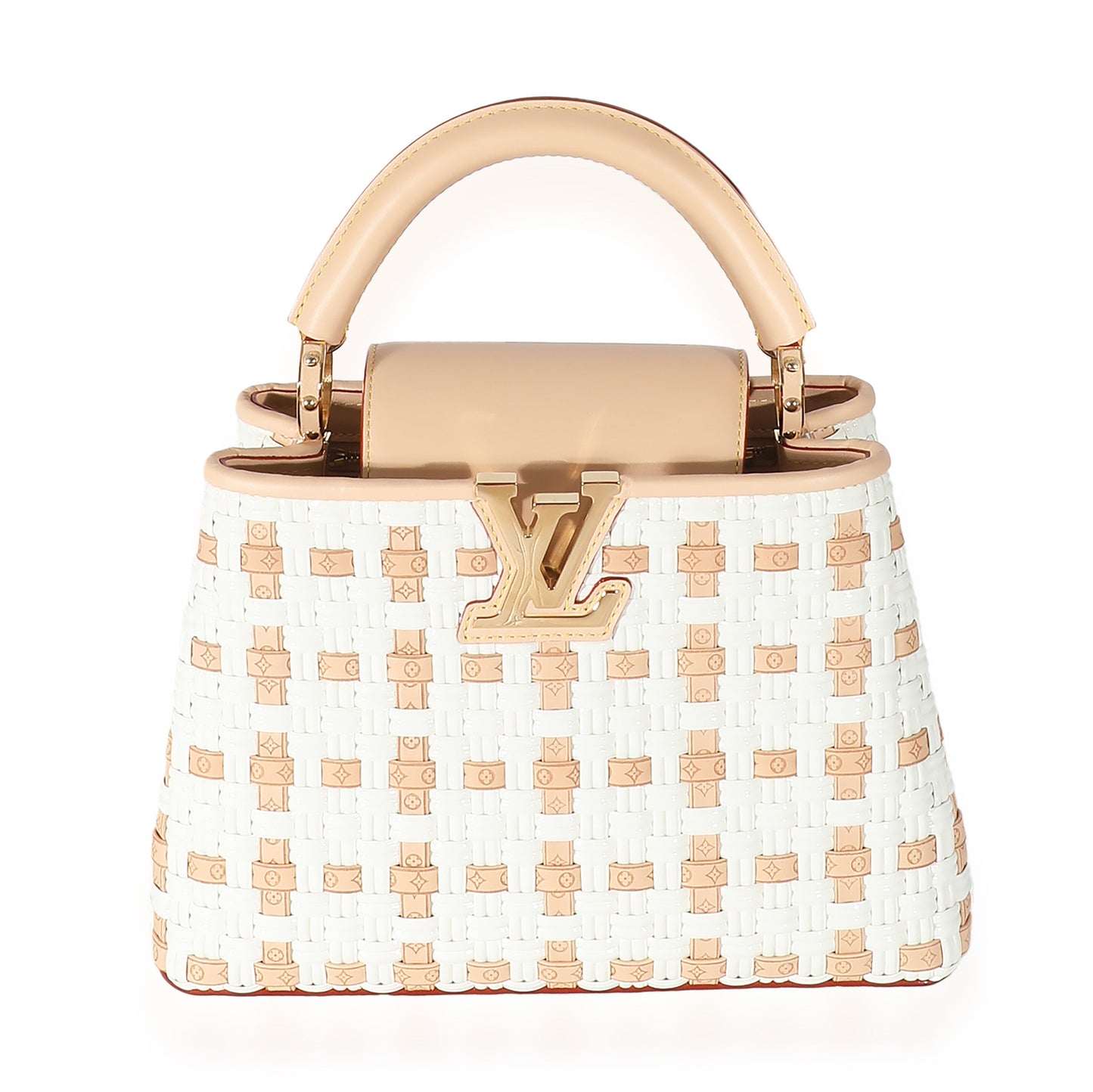 White Monogram Wicker Woven LV Heavenly Capucines BB