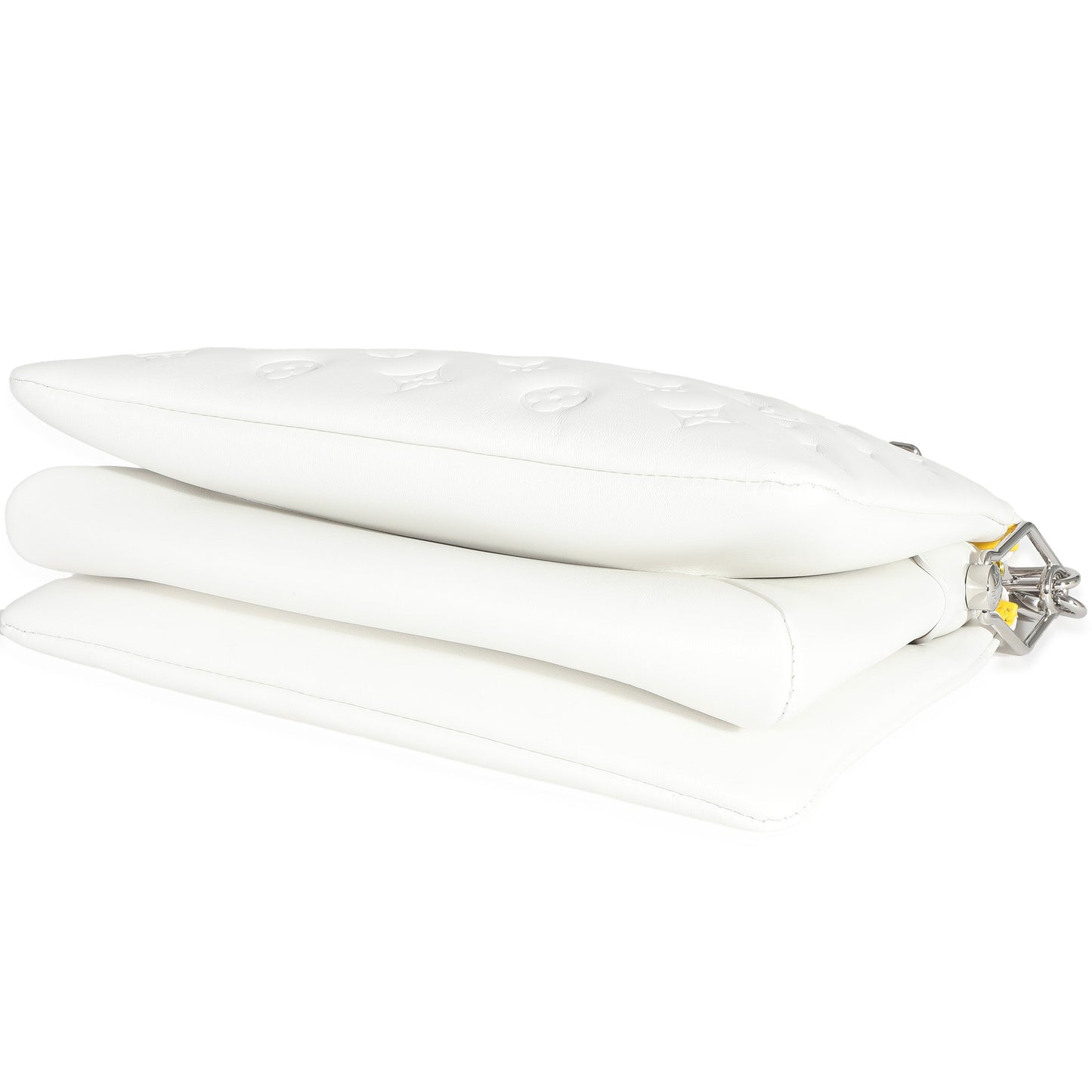 x YK White Monogram Embossed Puffy Lambskin Coussin PM