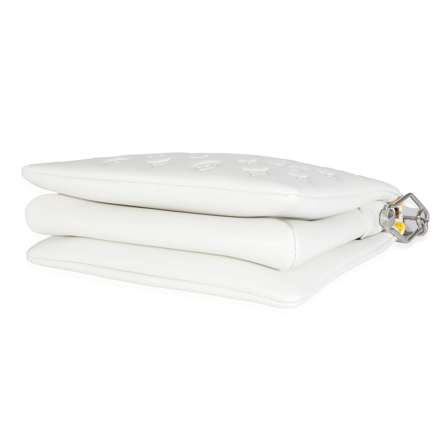 x YK White Monogram Embossed Puffy Lambskin Coussin PM