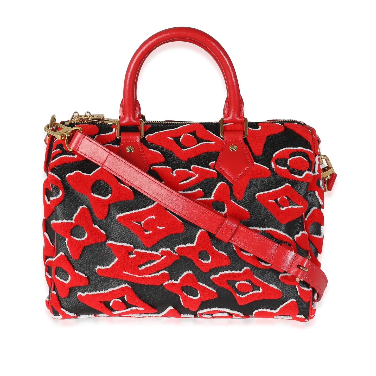 x UF Black Red Tufted Monogram Speedy Bandouliere 25