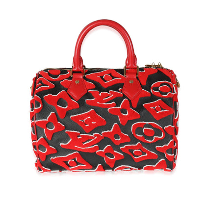 x UF Black Red Tufted Monogram Speedy Bandouliere 25