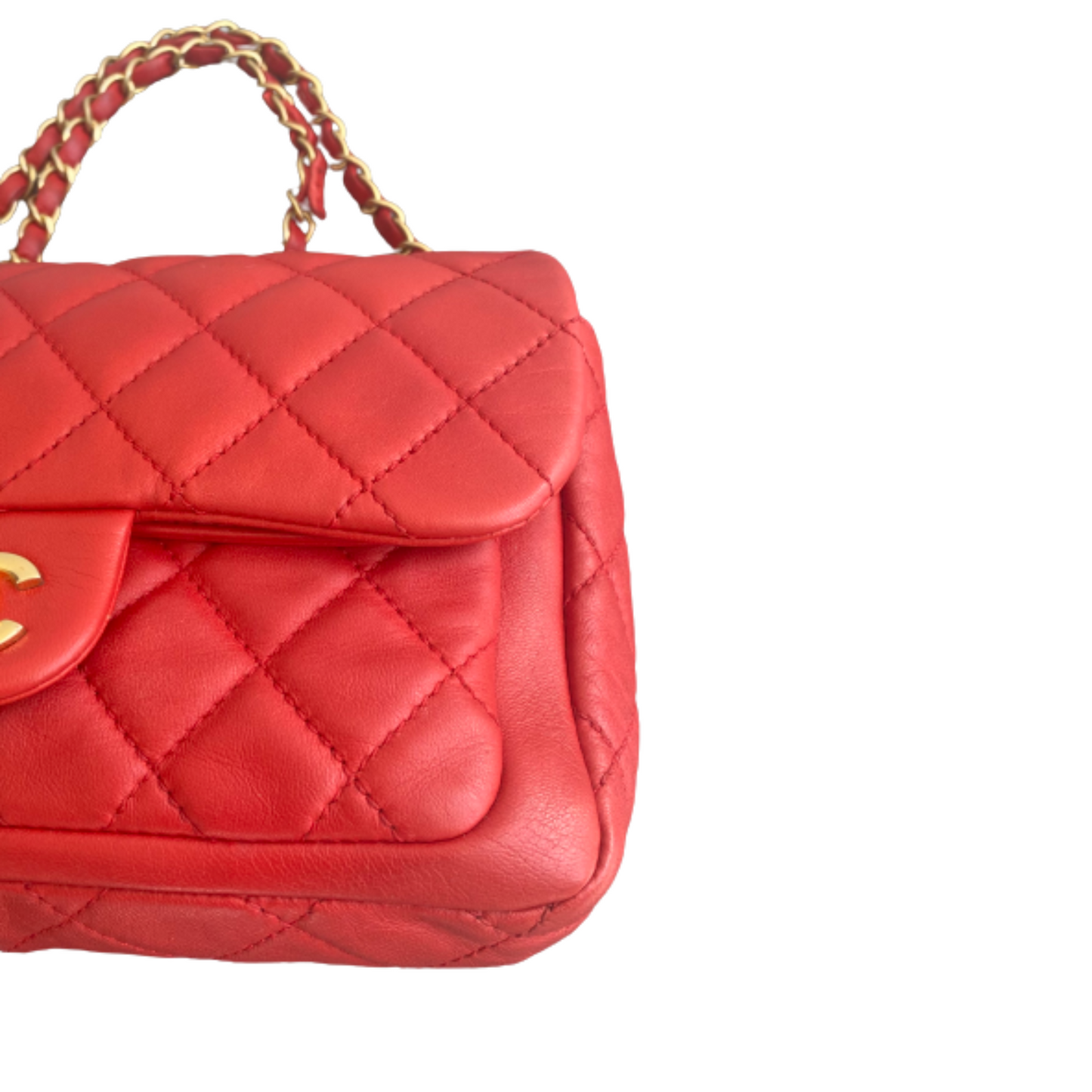 Chanel Red Leather Matelasse shoulder Bag