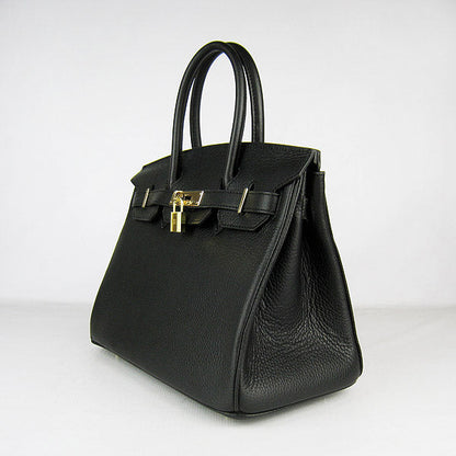 Hermes Birkin 30cm Togo Leather Handbags Black Golden