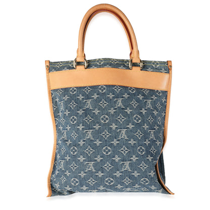 Blue Monogram Denim Sac Plat