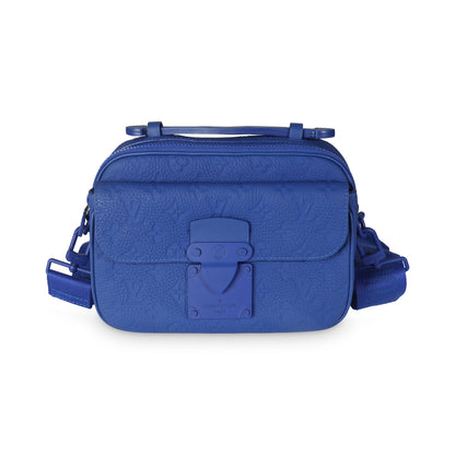 Blue Taurillon Monogram S Lock Messenger