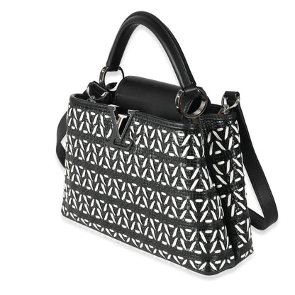 Black White Woven Calfskin Tressage Capucines BB