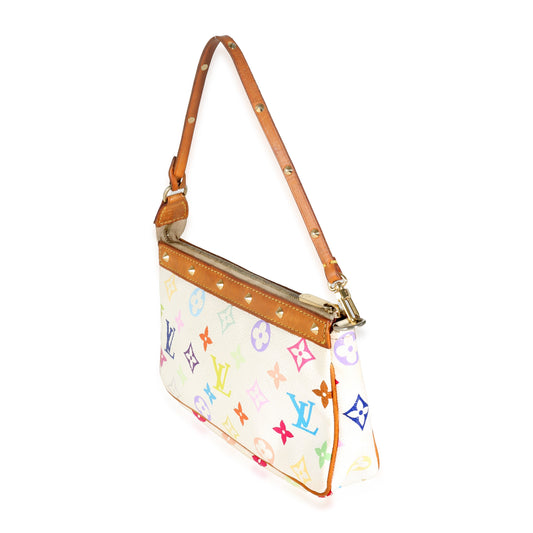 White Multicolor Monogram Canvas Pochette Accessoires