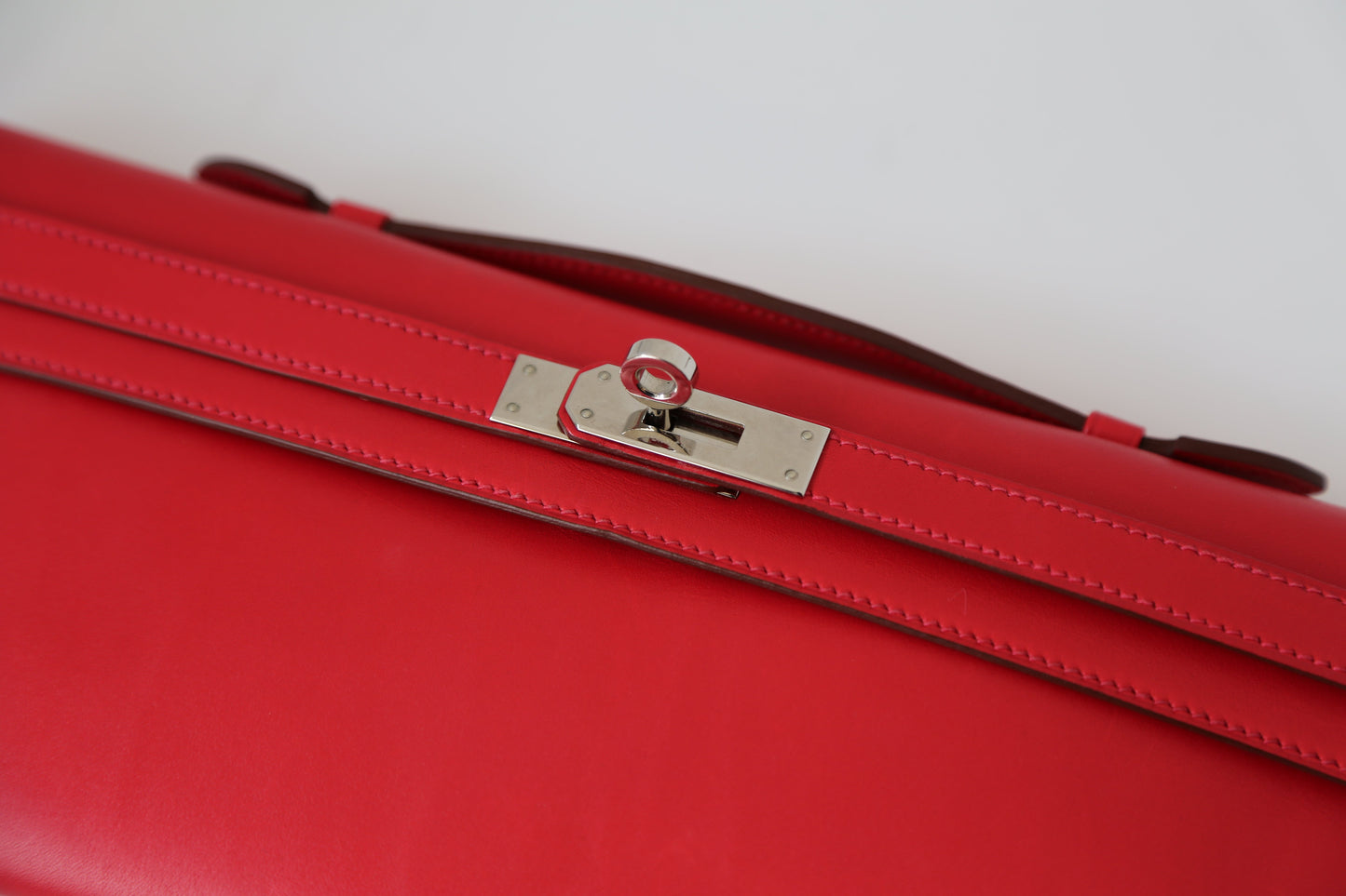 Hermes Kelly Cut Vermillon Red Clutch