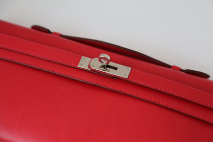 Hermes Kelly Cut Vermillon Red Clutch