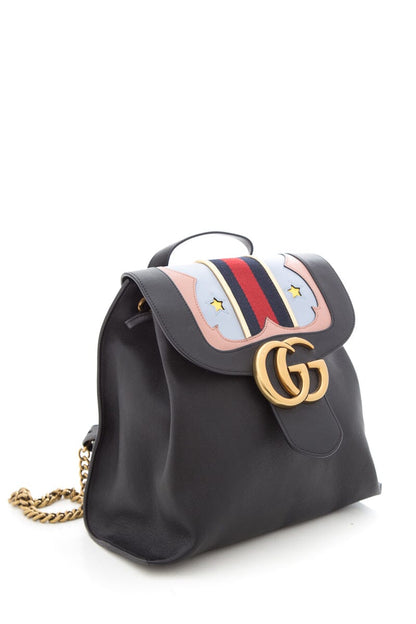 Gucci Black Web Heart Marmont Leather Backpack