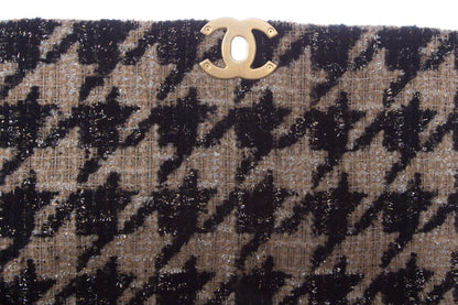 Chanel Tan and Black  Houndstooth Chanel 19 Two toned hardware HandBag