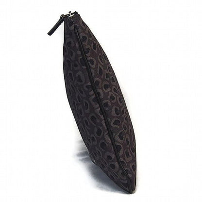 GUCCI Clutch bag Canvas, leather gray business bag Leopard print Women Secondhand