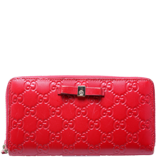 Bow Zip Around Wallet Guccissima