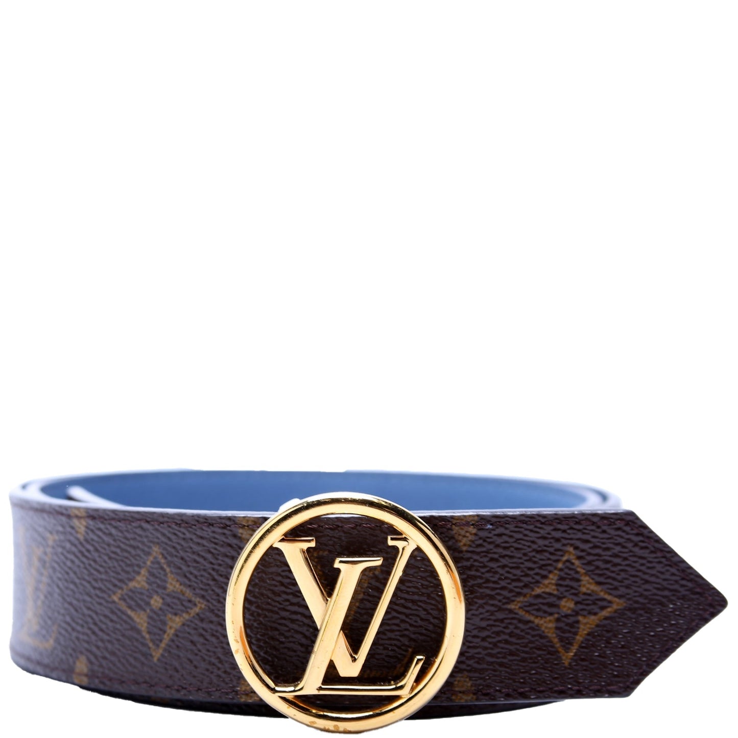 LV Circle Reversible Leather/Monogram Belt Size 80/32