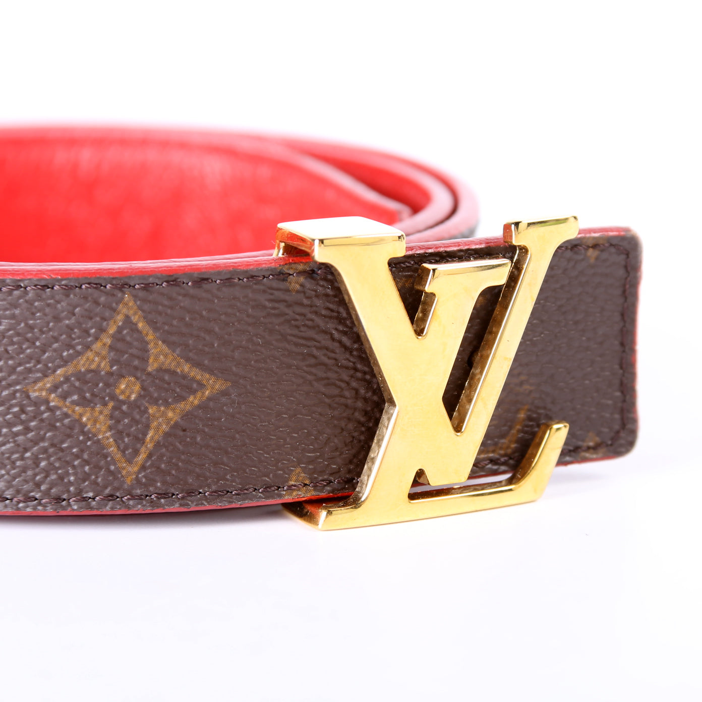 LV Initiales 30MM Reversible Leather/Monogram Belt Size 80/32