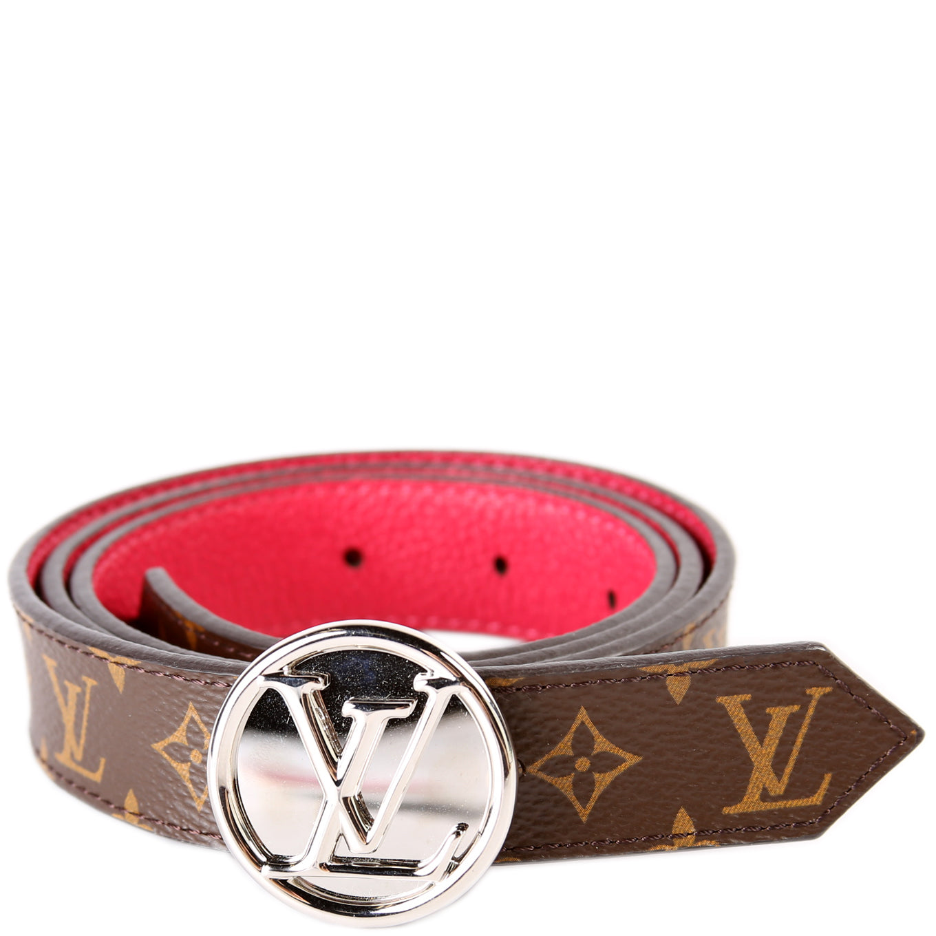 LV Circle 25MM Reversible Leather/Monogram Belt Size 80/32