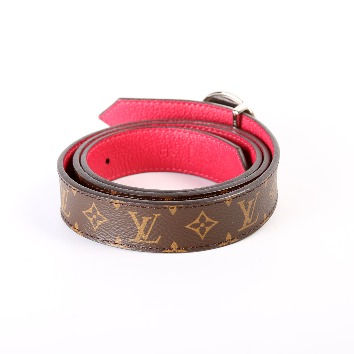 LV Circle 25MM Reversible Leather/Monogram Belt Size 80/32