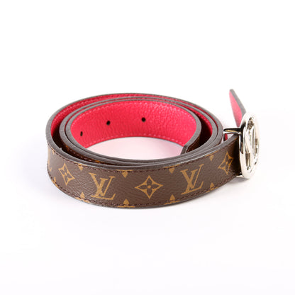 LV Circle 25MM Reversible Leather/Monogram Belt Size 80/32