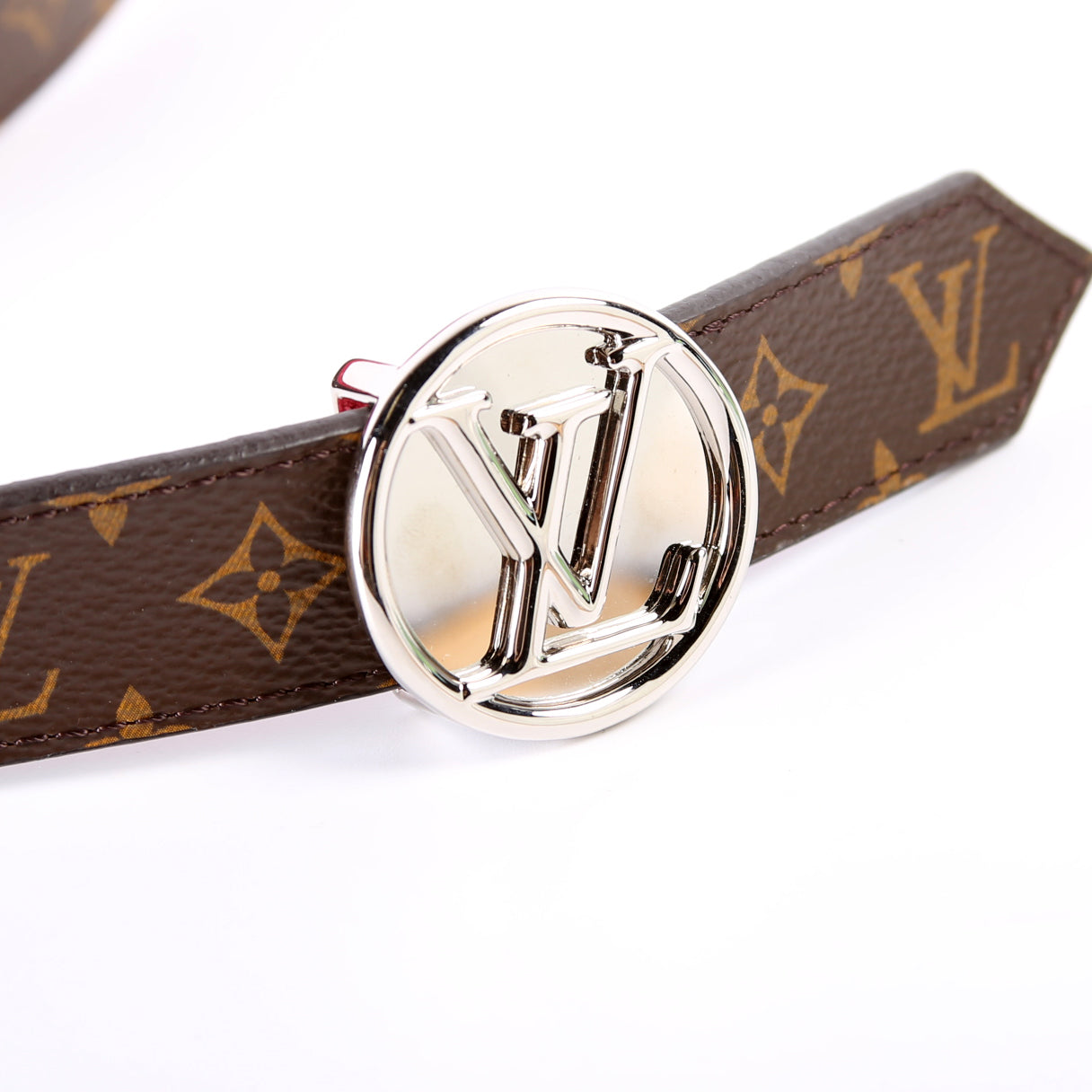 LV Circle 25MM Reversible Leather/Monogram Belt Size 80/32