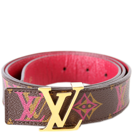 LV Initiales 30MM Reversible Leather/Rainbow Monogram Belt Size 80/32