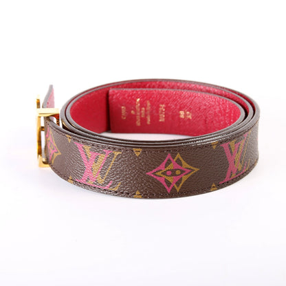 LV Initiales 30MM Reversible Leather/Rainbow Monogram Belt Size 80/32