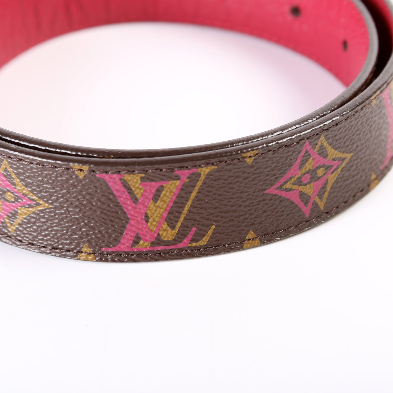 LV Initiales 30MM Reversible Leather/Rainbow Monogram Belt Size 80/32