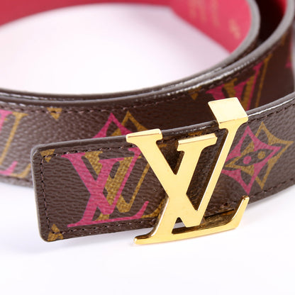 LV Initiales 30MM Reversible Leather/Rainbow Monogram Belt Size 80/32