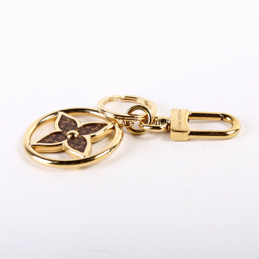 Puzzle Flower Monogram Key Ring Bag Charm Gold