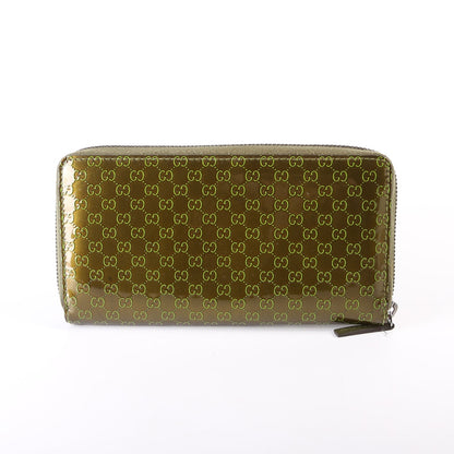 307987 Guccissima Patent Zip Around Wallet Green