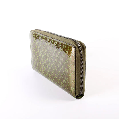 307987 Guccissima Patent Zip Around Wallet Green