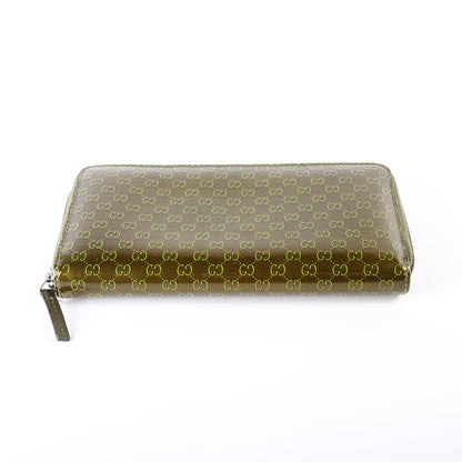 307987 Guccissima Patent Zip Around Wallet Green