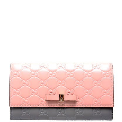 388679 Ribbon Long Wallet Guccisima Pink/Gray