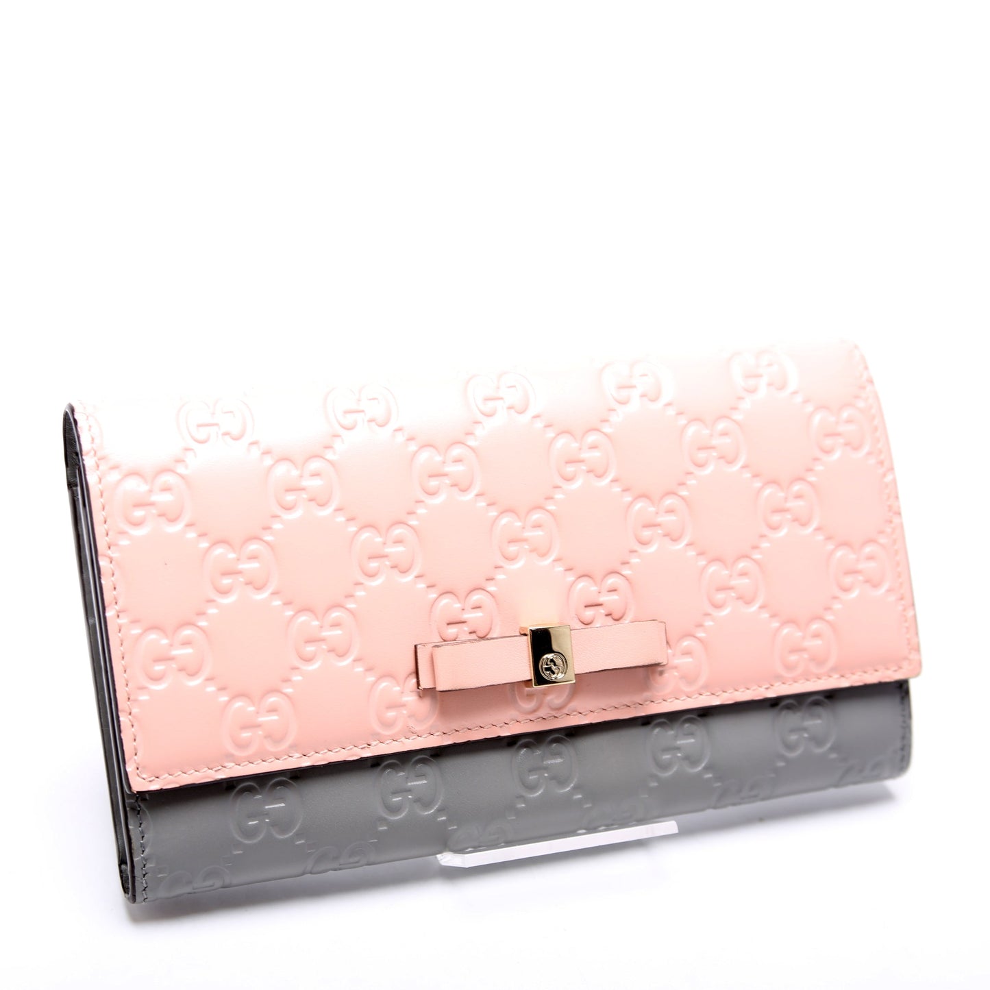 388679 Ribbon Long Wallet Guccisima Pink/Gray