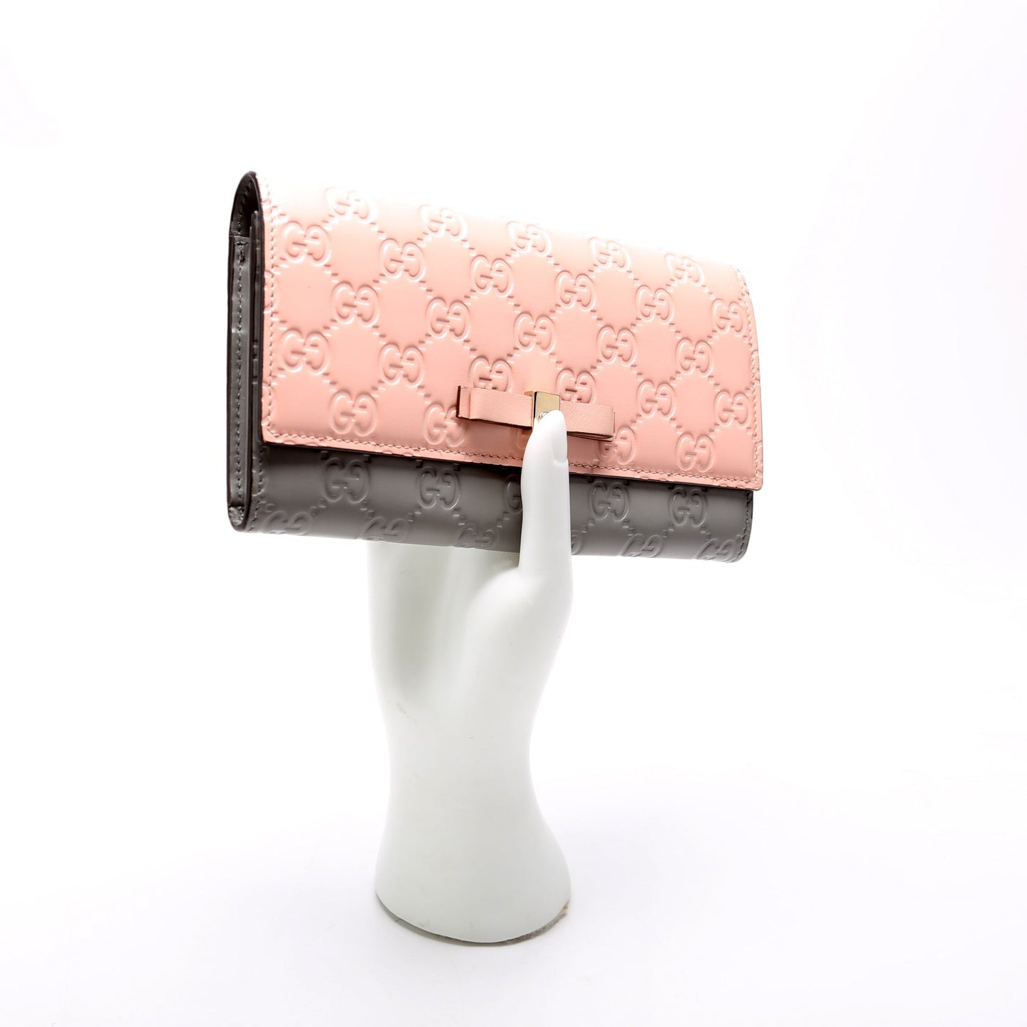 388679 Ribbon Long Wallet Guccisima Pink/Gray