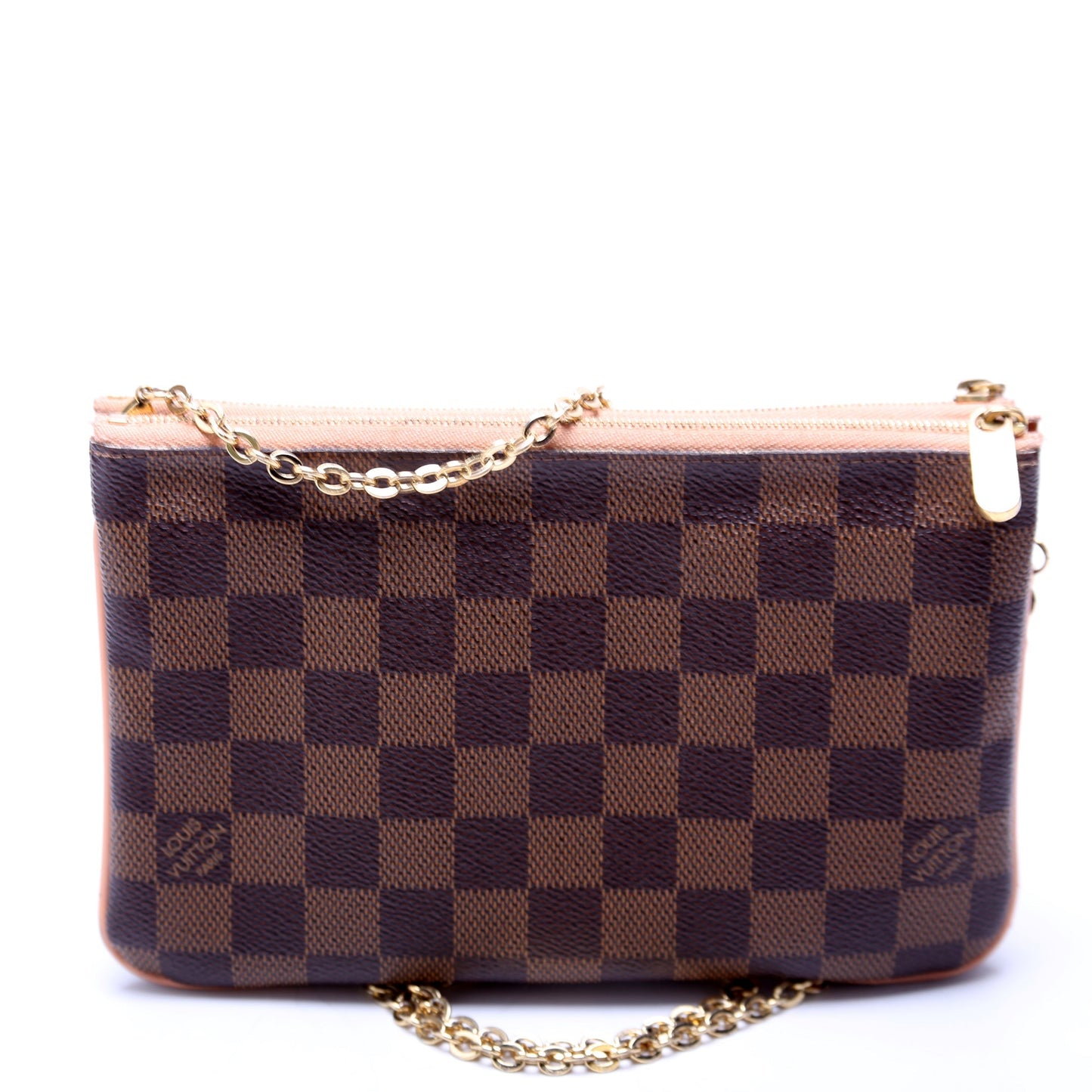 Pochette Double Zip Damier Ebene Peach