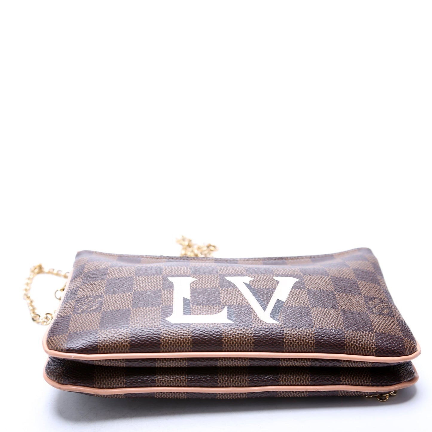 Pochette Double Zip Damier Ebene Peach